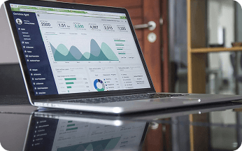 Analytics dashboard on a laptop